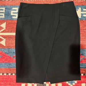 Ann Taylor LOFT black bias-cut pencil skirt, Ponte fabric, size 8 NWT